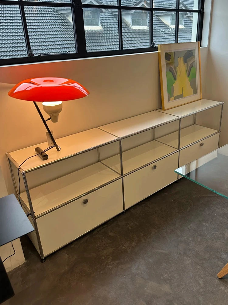Bigcityfur Modern Metal Corner TV Stand Storage Cabinet