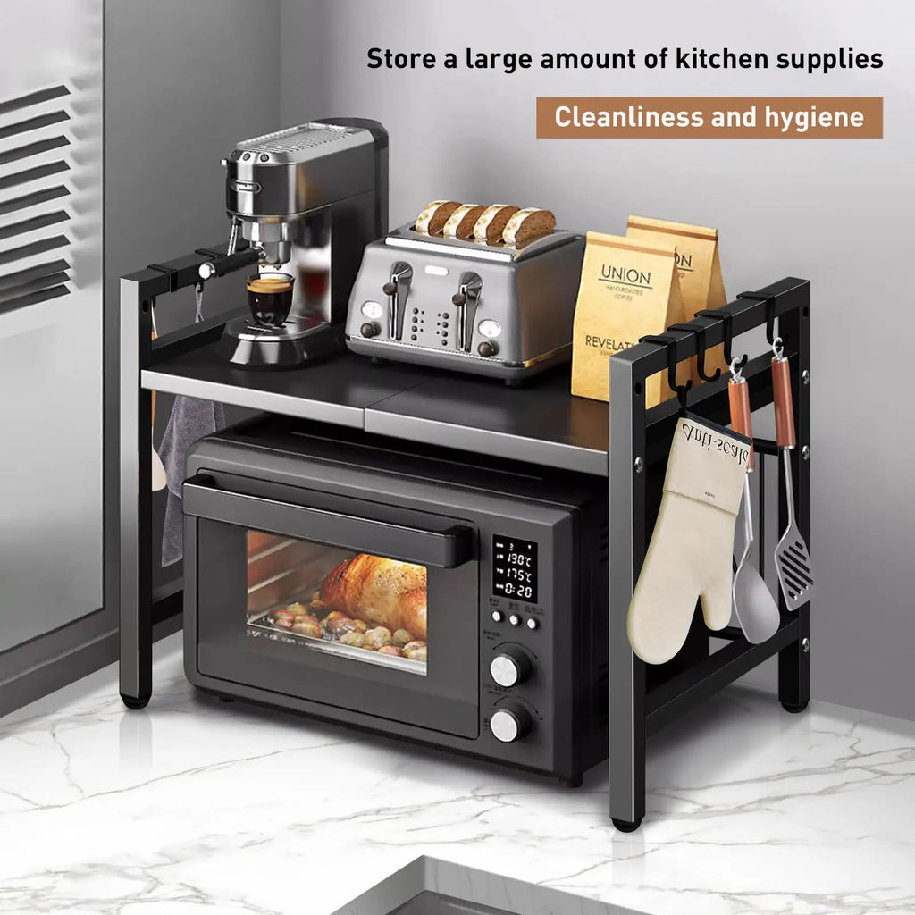 Expandable Microwave Shelf Organizer With Durable Rust Resistant Storage Solution
