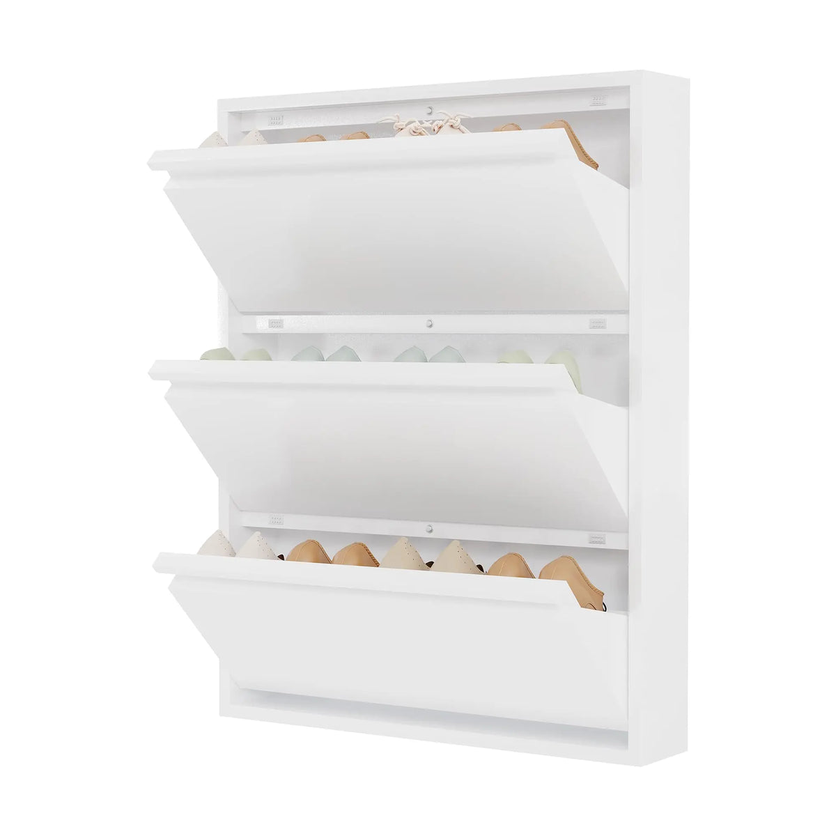 HiMISS Slim Metal Shoe Cabinet With Three Flip Drawers