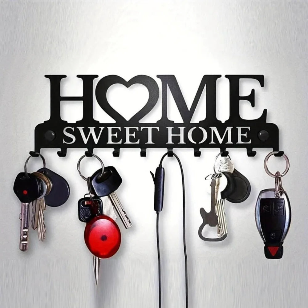Sweet Home Wall Mounted Key Holder With Ten Convenient Hooks