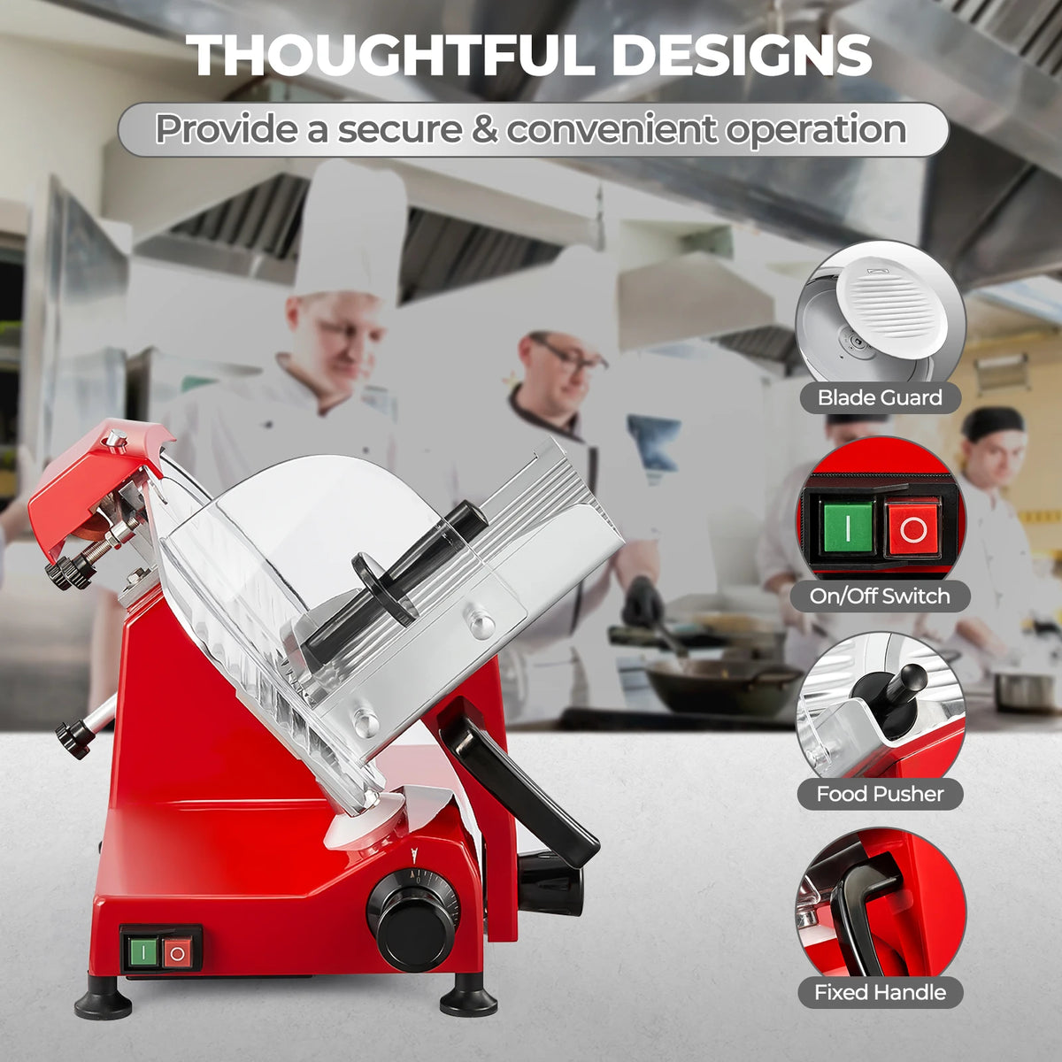 Commercial Electric Meat Slicer With Adjustable Deli Food Cutter