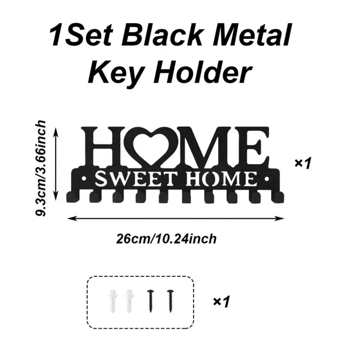 Sweet Home Wall Mounted Key Holder With Ten Convenient Hooks