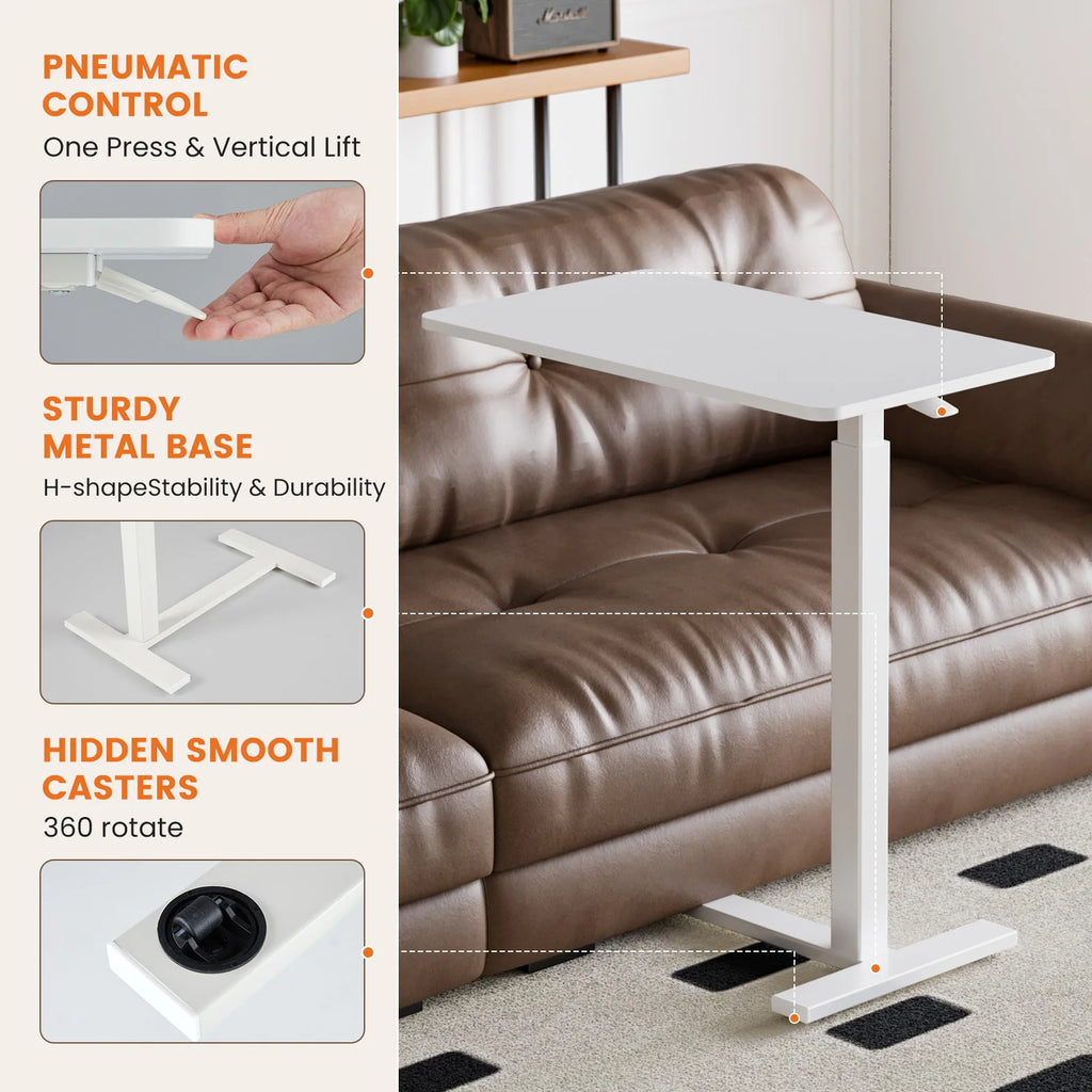 JHK Adjustable Overbed Table With Hidden Wheels For Bedroom