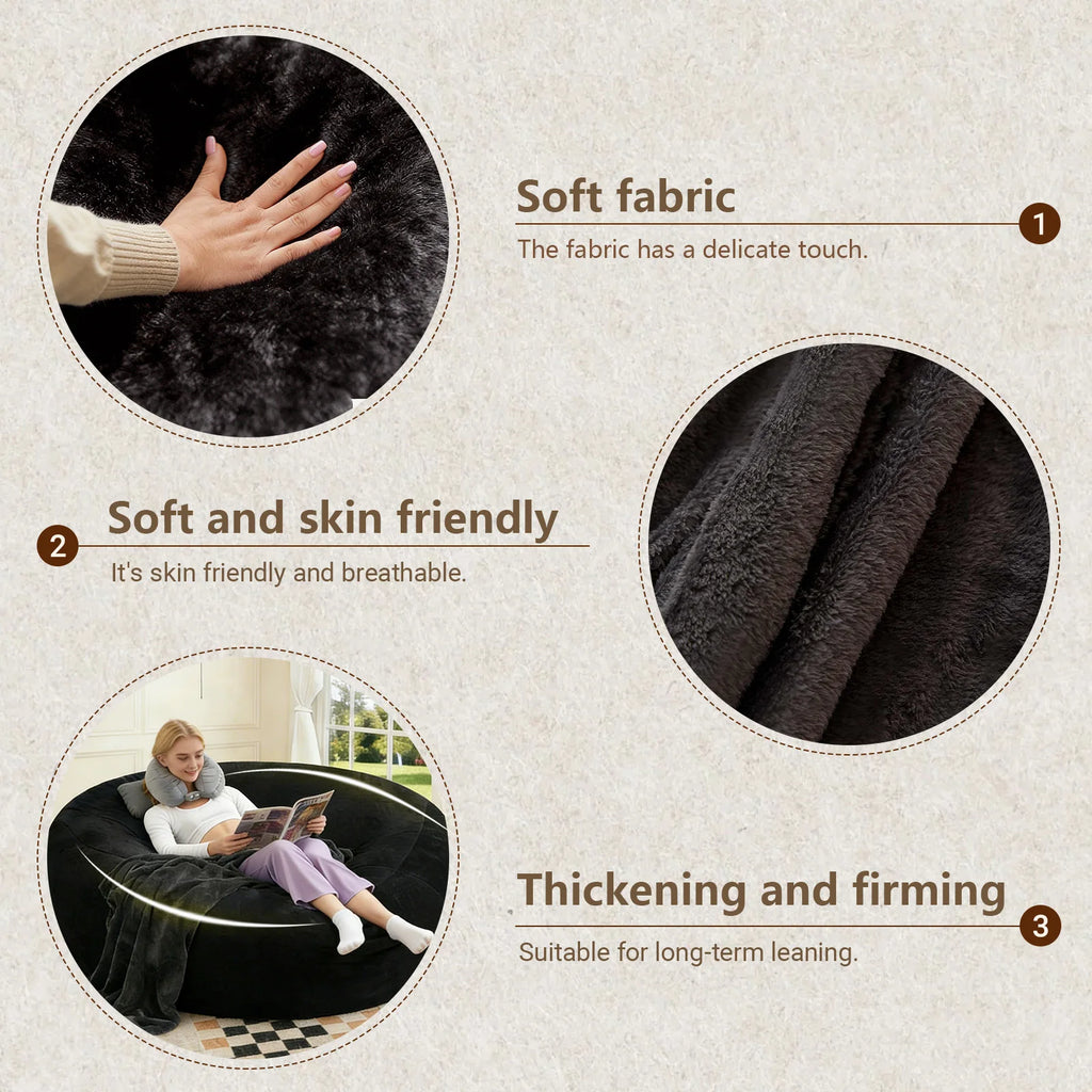 Adult Memory Foam Bean Bag Chair With Washable Soft Cover
