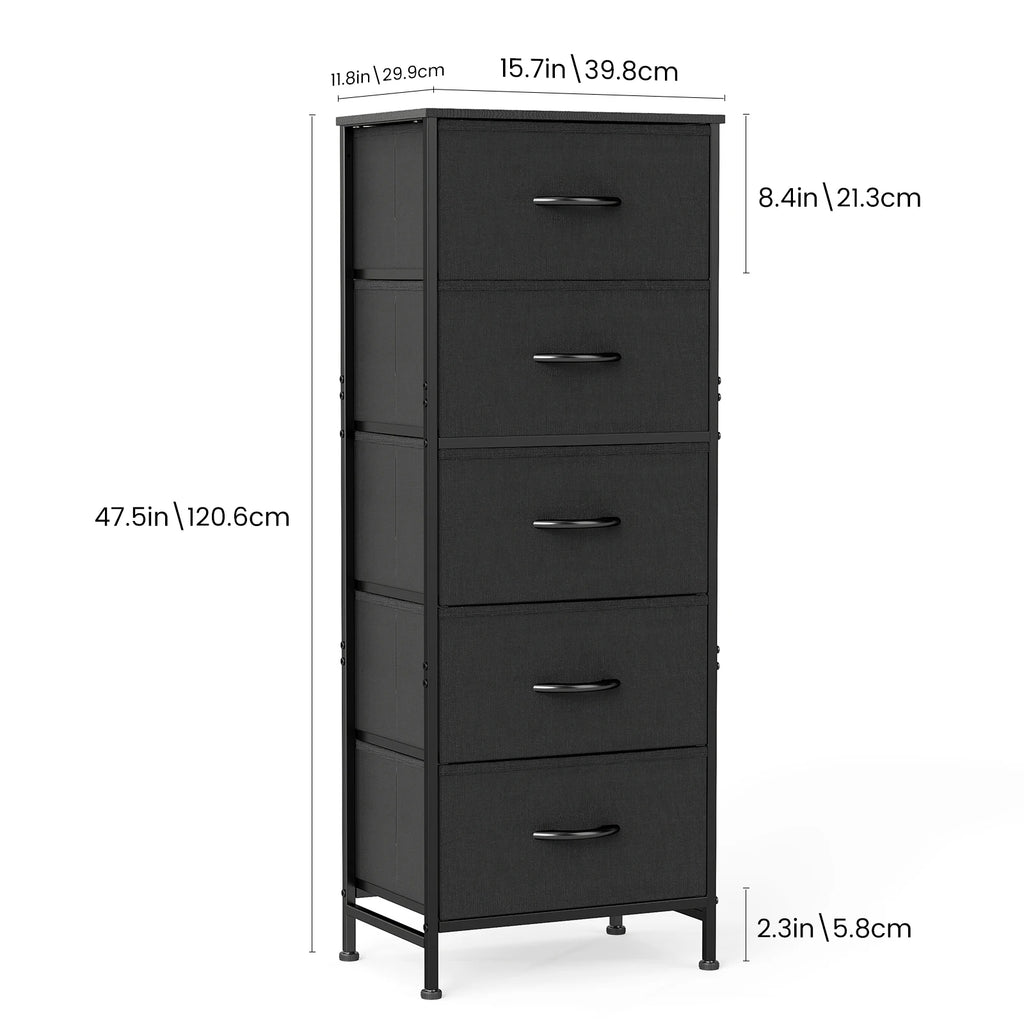 JHK Five Drawer Fabric Storage Cabinet for Living Room