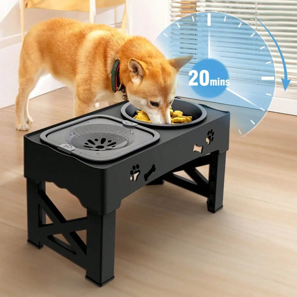 Adjustable Raised Double Dog Bowl Stand With Non Slip Feet