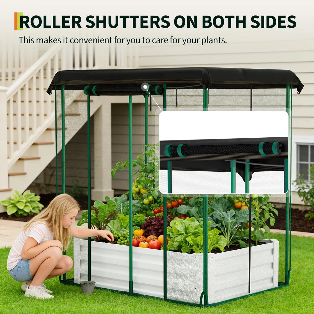 HiMISS 3 In 1 Galvanized Metal Raised Garden Bed Kit