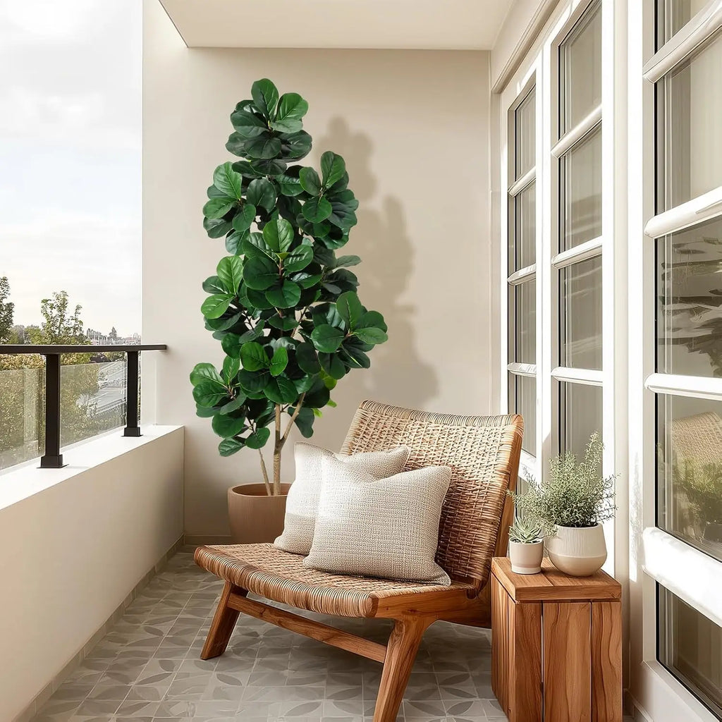 HiMISS Artificial Fiddle Leaf Fig Tree in Decorative Planter