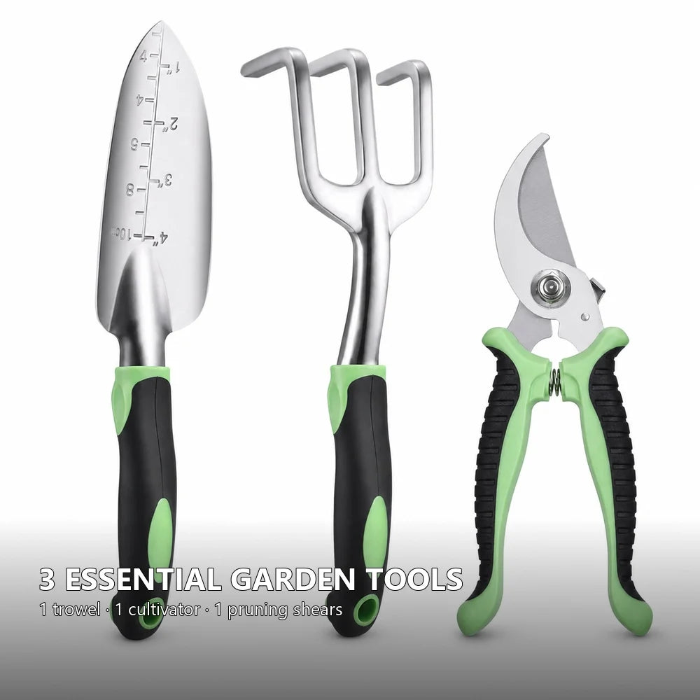 Garden Hand Tool Set With Trowel Cultivator And Pruning Shears