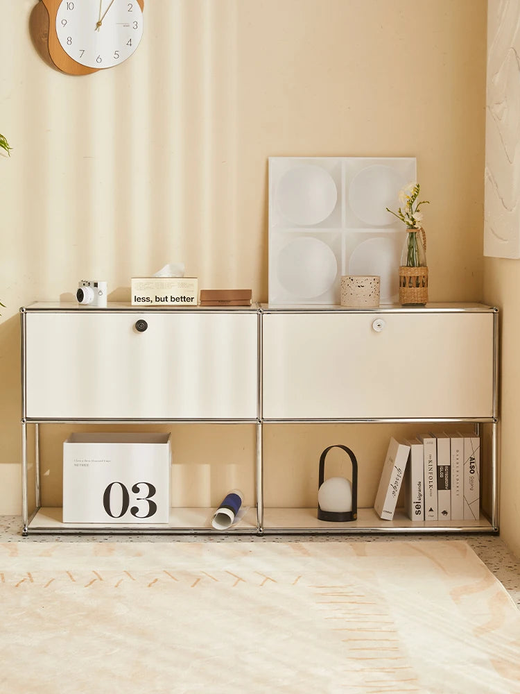 Bigcityfur Modern Metal Corner TV Stand Storage Cabinet