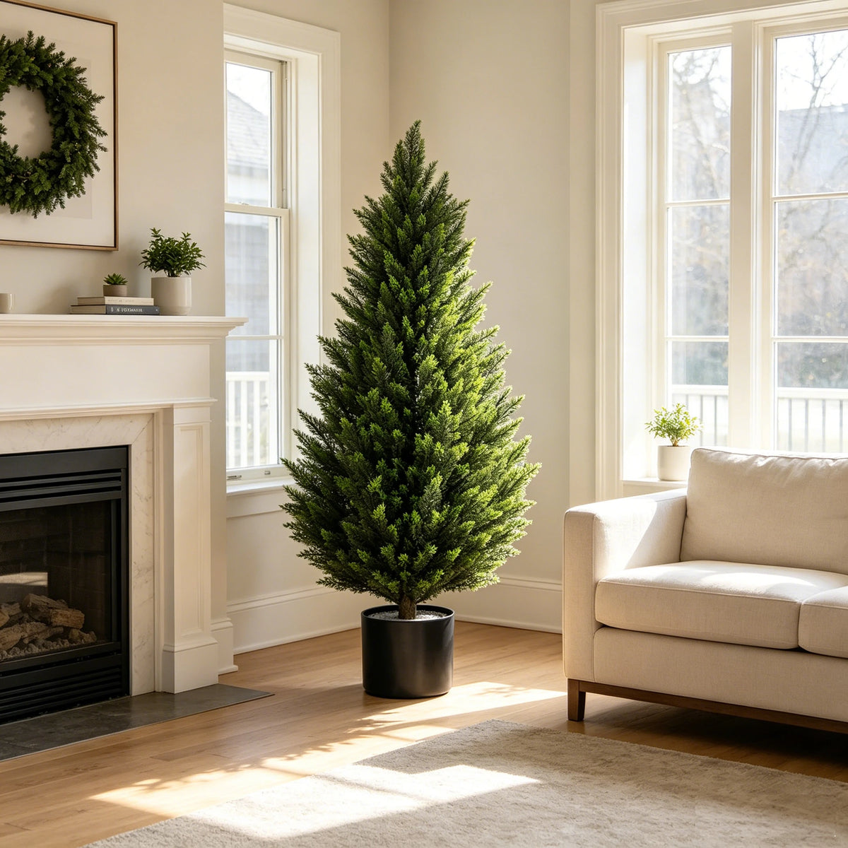 Olitree Artificial Cedar Topiary Tree Faux Evergreen Plant Decoration