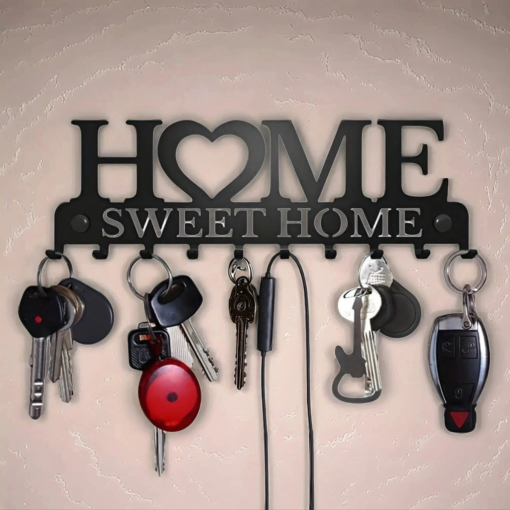 Sweet Home Wall Mounted Key Holder With Ten Convenient Hooks