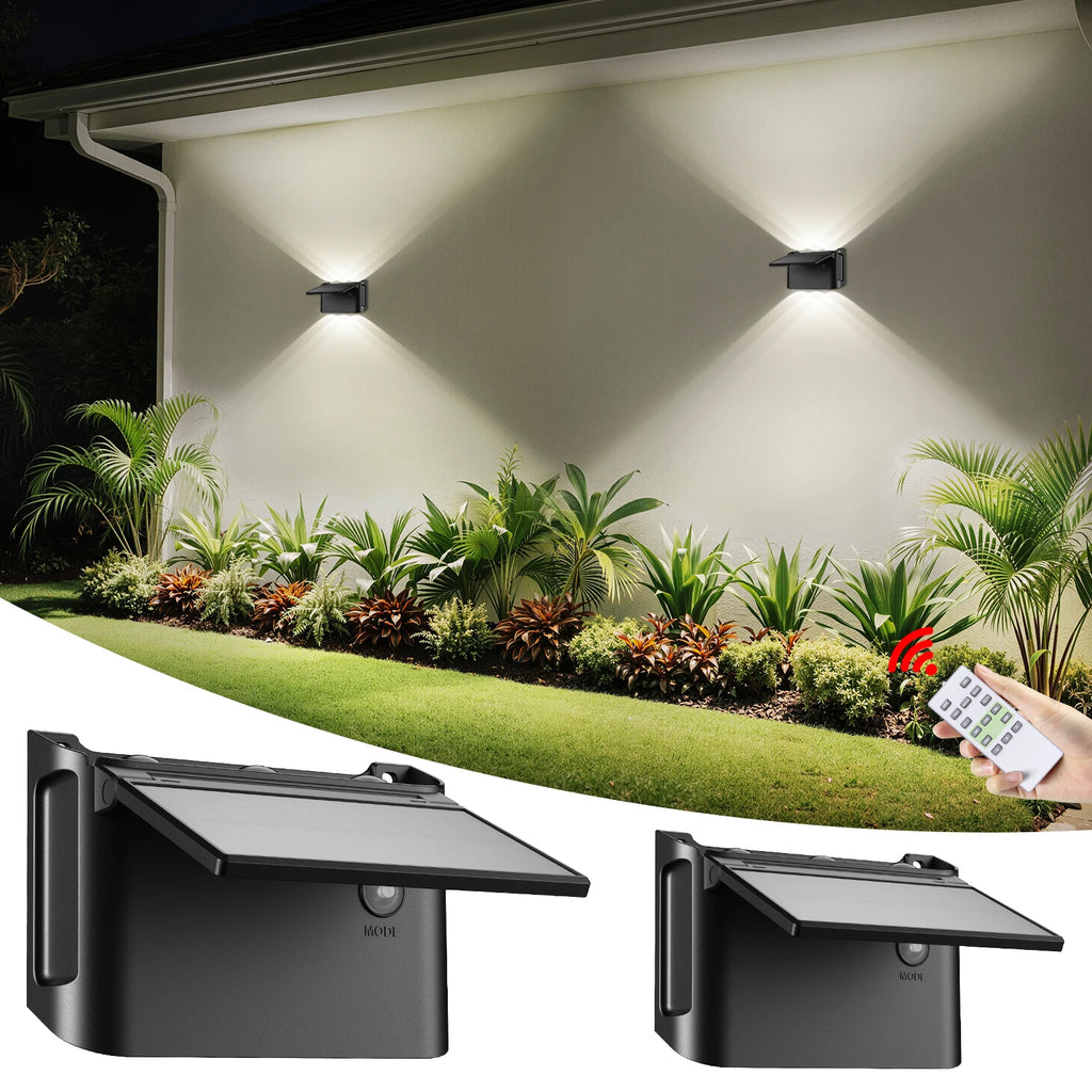 Intelamp Solar Wall Lights With Remote, Three Color Modes, Waterproof