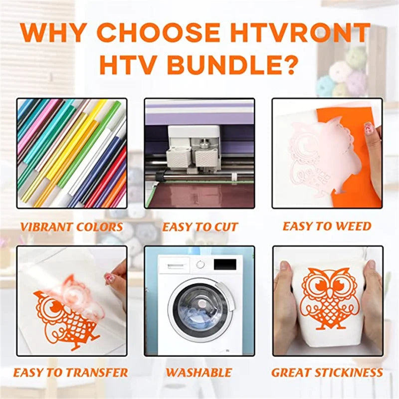 HTVRONT PU Heat Transfer Vinyl Roll for Cricut DIY Projects