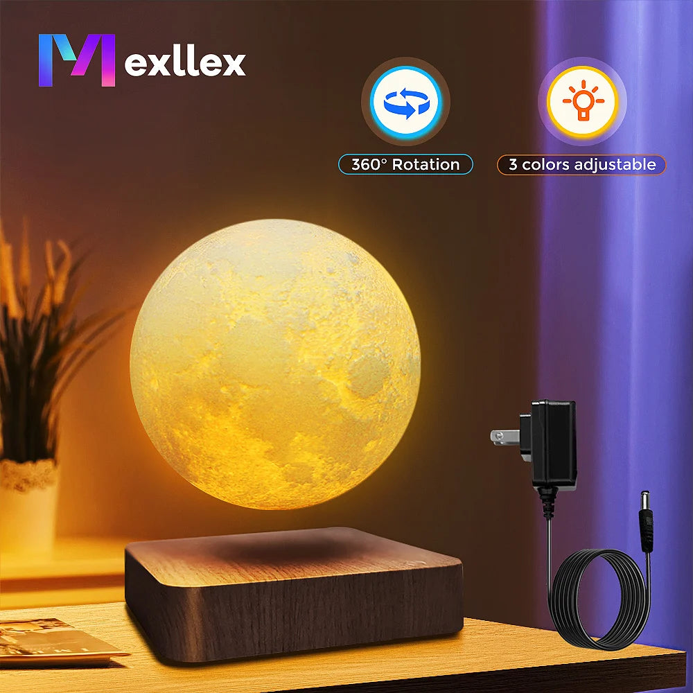 Mexllex Magnetic Floating Moon Lamp With Rotating LED Night Light
