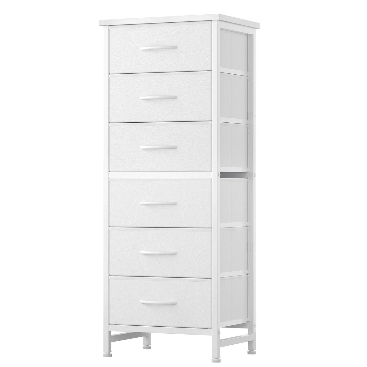 JHK Six Drawer Fabric Dresser With Metal Frame Wood Top