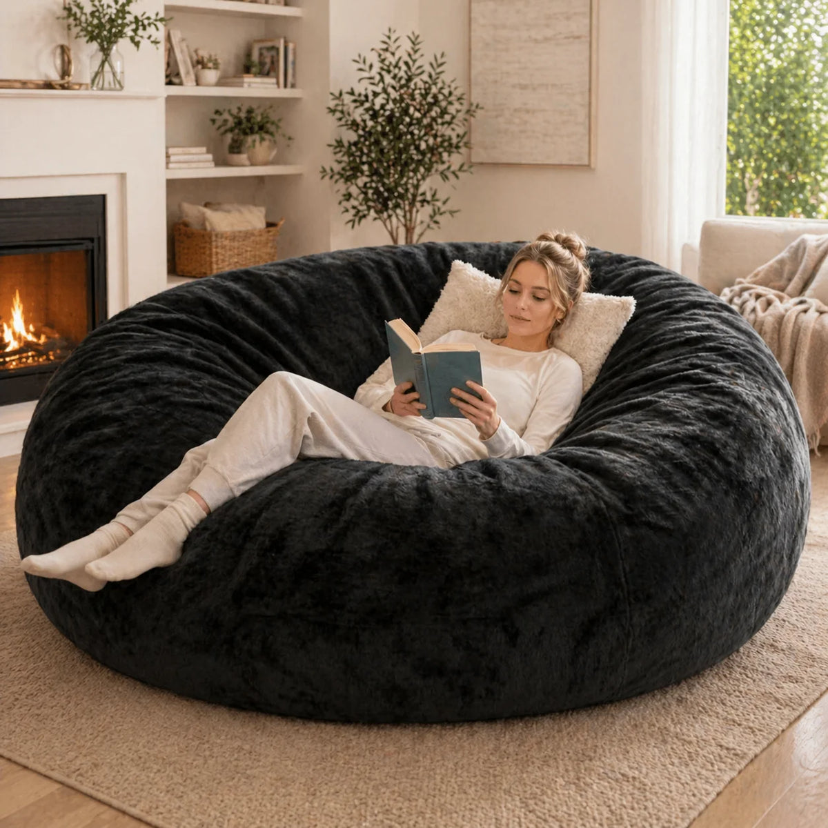 Adult Memory Foam Bean Bag Chair With Washable Soft Cover