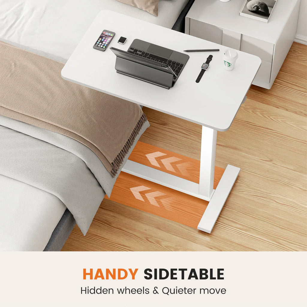 JHK Adjustable Overbed Table With Hidden Wheels For Bedroom