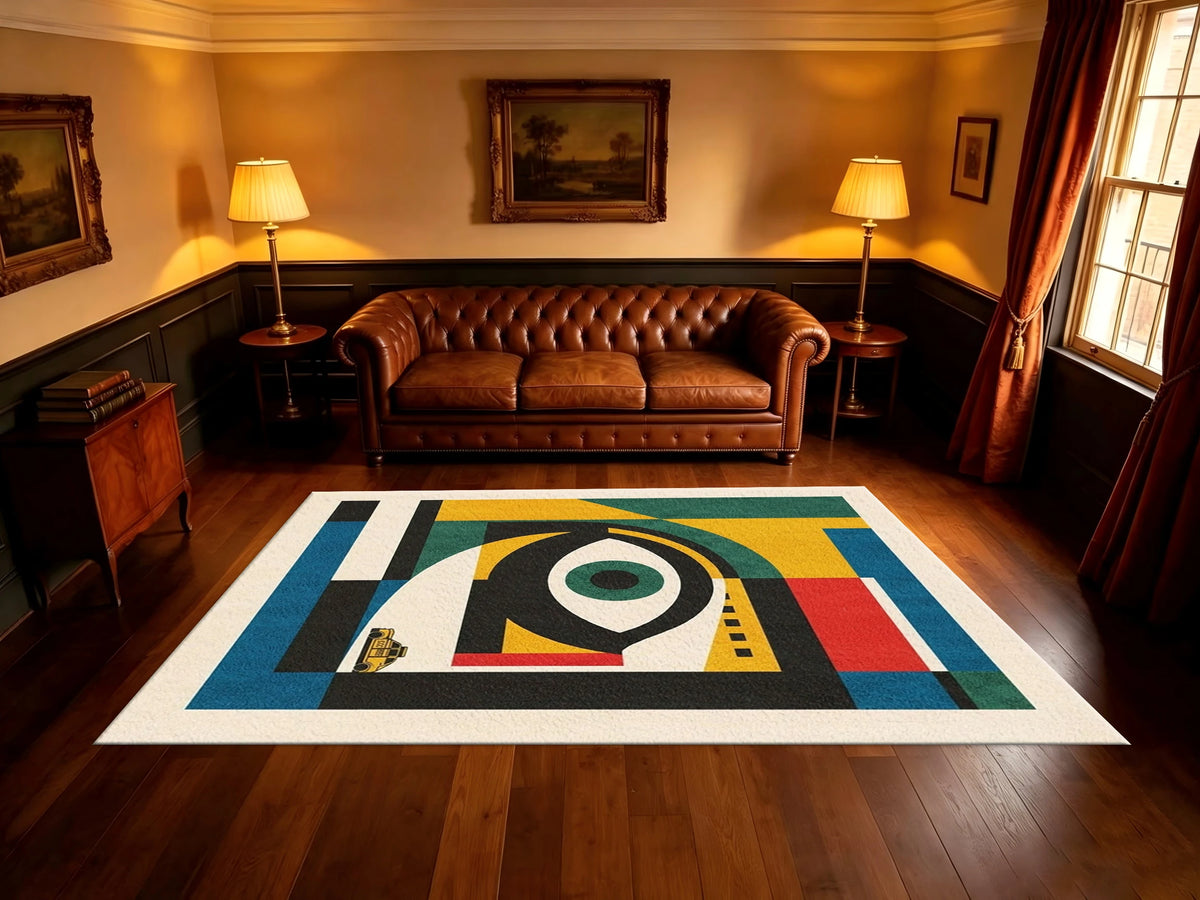 Bauhaus Geometric Eye Art Rug For Modern Home Decor