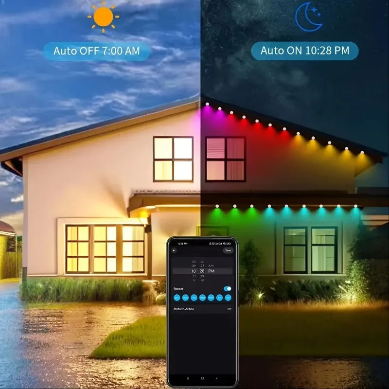 150ft 100ft 50ft Permanent Outdoor Lights Smart RGBIC Outdoor Lights with 75 Scene Modes String Lights with 90 LEDs for Garden