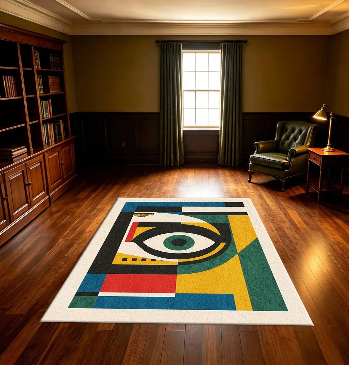 Bauhaus Geometric Eye Art Rug For Modern Home Decor
