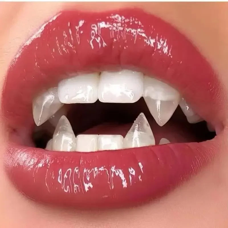 Vampire Fangs Dentures With Solid Adhesive for Halloween Costume Parties