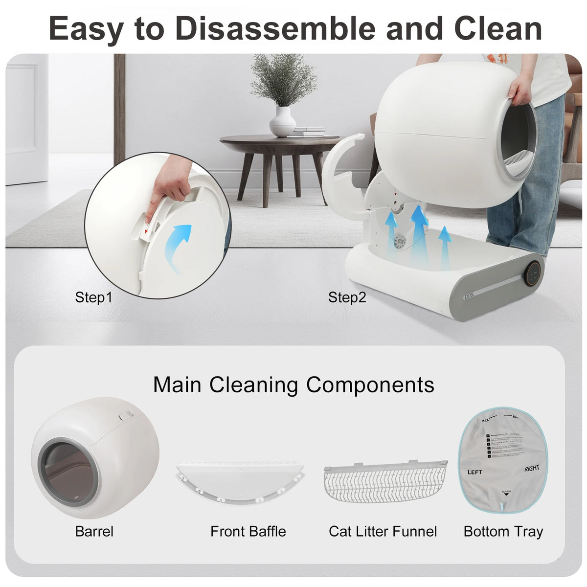 DOEL Smart Automatic Self Cleaning Cat Litter Box With App Control