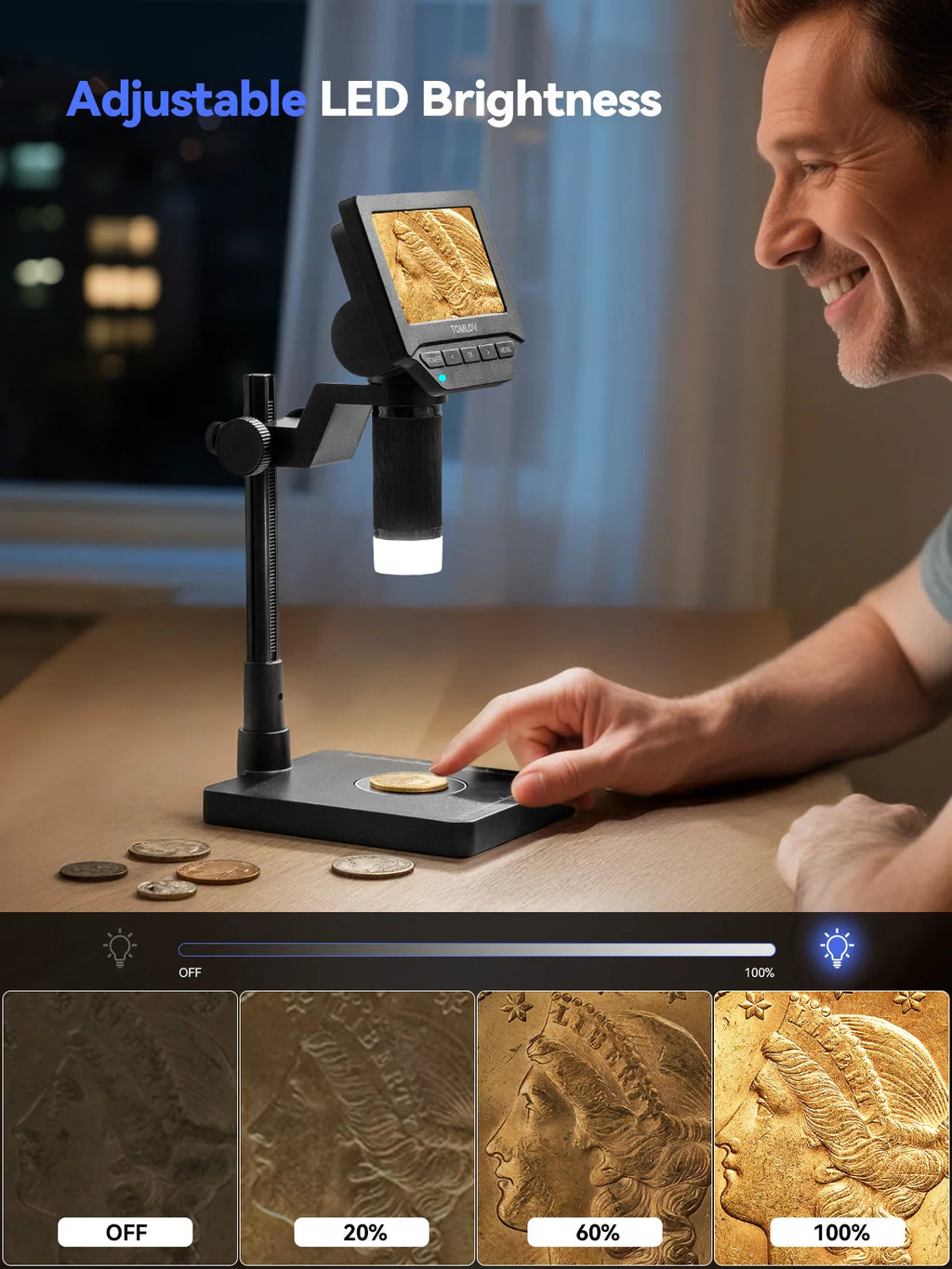 TOMLOV Digital Microscope With Integrated Precision Weighing Scale