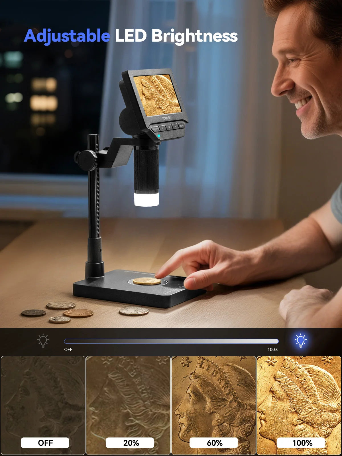 TOMLOV Digital Microscope With Integrated Precision Weighing Scale