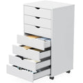 JHK Seven Drawer Wooden Storage Cabinet With Rolling Wheels