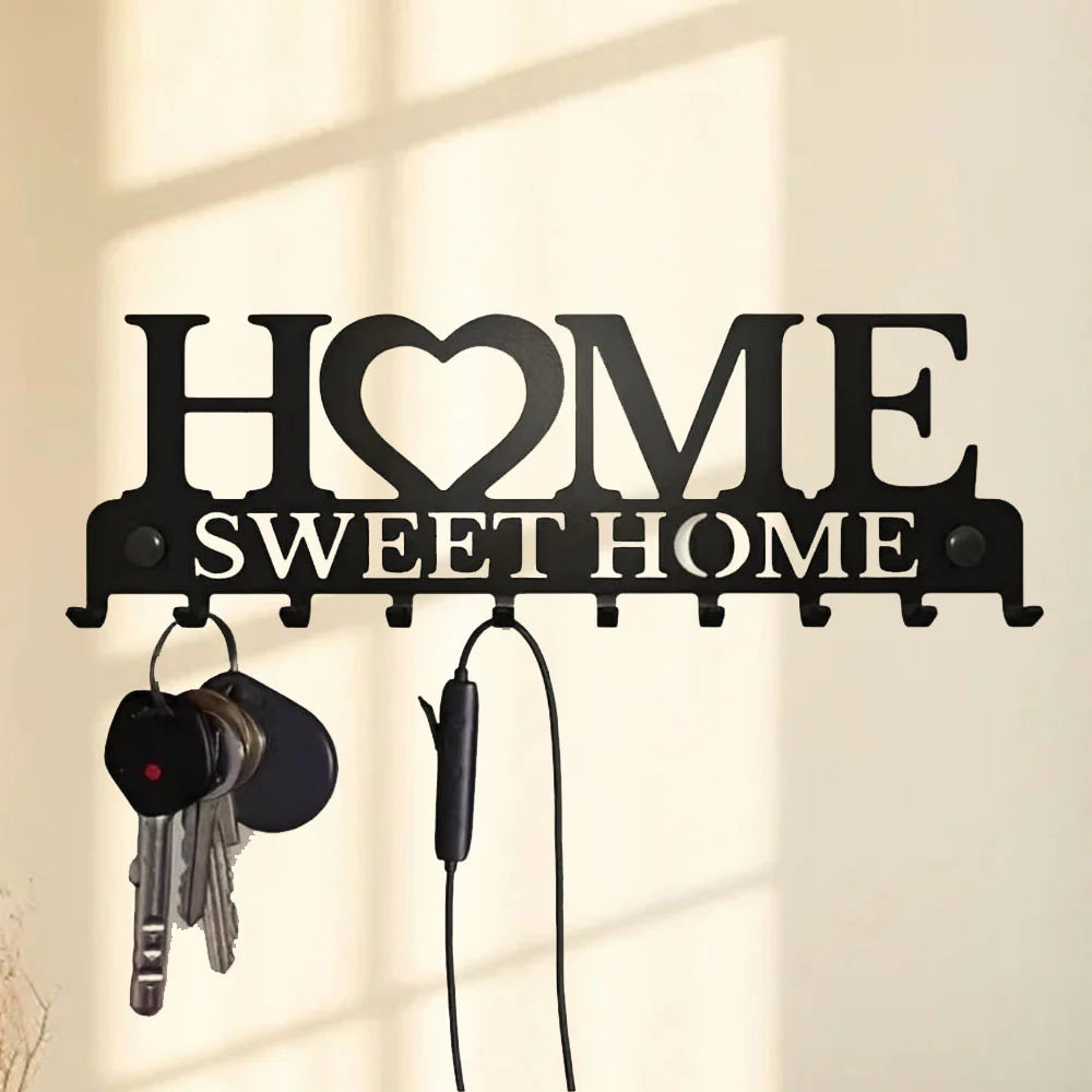 Sweet Home Wall Mounted Key Holder With Ten Convenient Hooks
