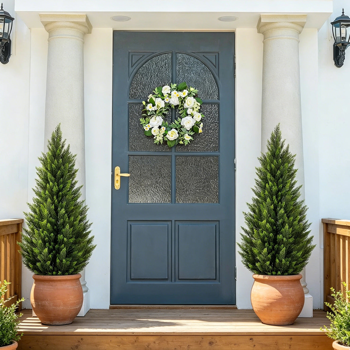 Olitree Artificial Cedar Topiary Tree Faux Evergreen Plant Decoration