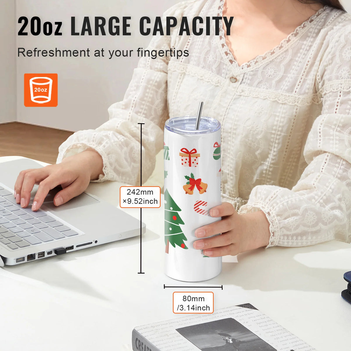 SucceBuy Stainless Steel Sublimation Tumblers With Clear Lids