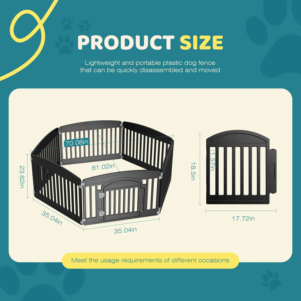 JHK Plastic Dog Playpen 6 Panel 24IN Expandable Durable Pet Fence for Medium Dogs Indoor Outdoor Folding Portable Puppy Playpen