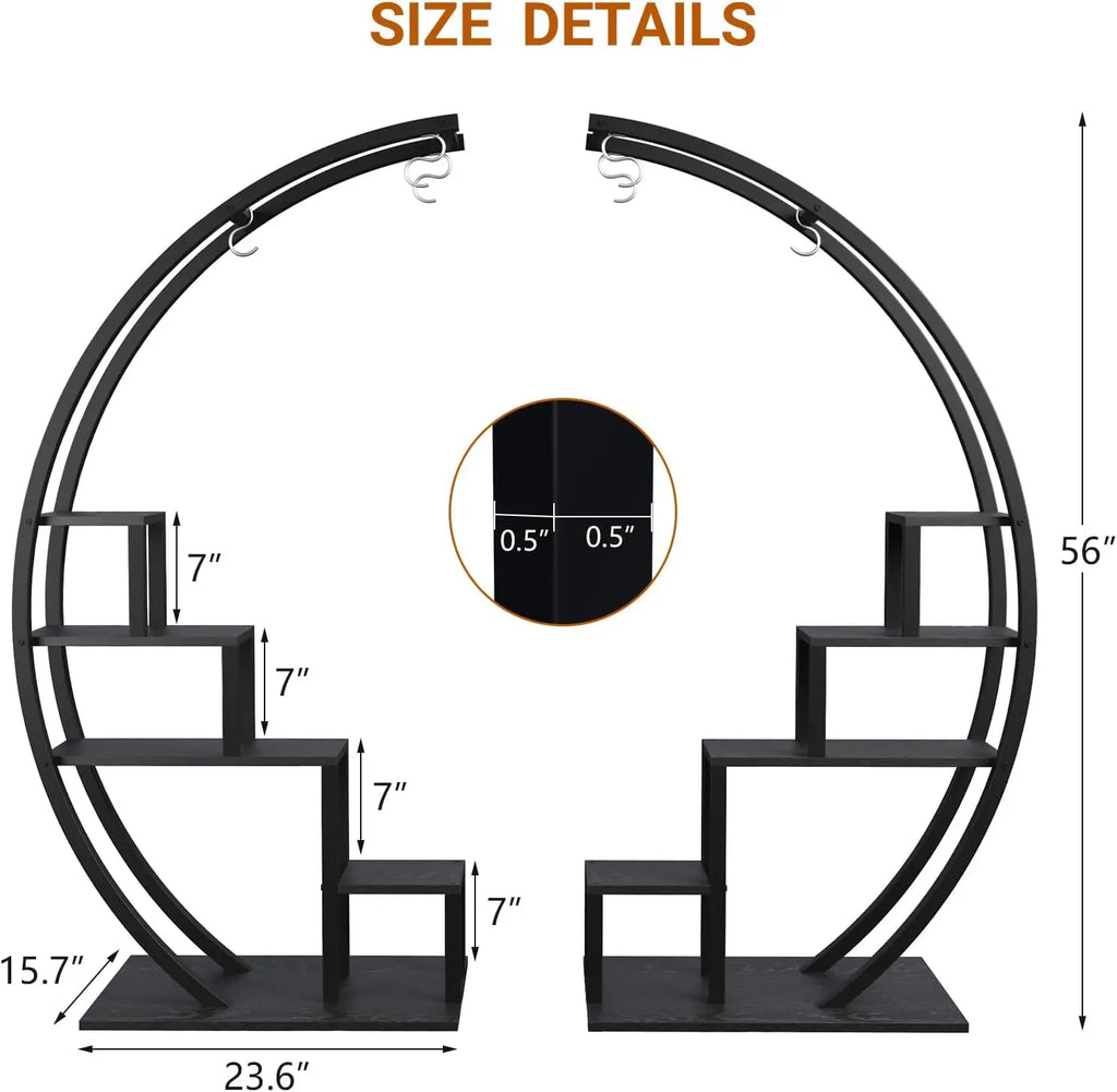 TWISTER CK Five Tier Metal Plant Stand With Hanging Hooks