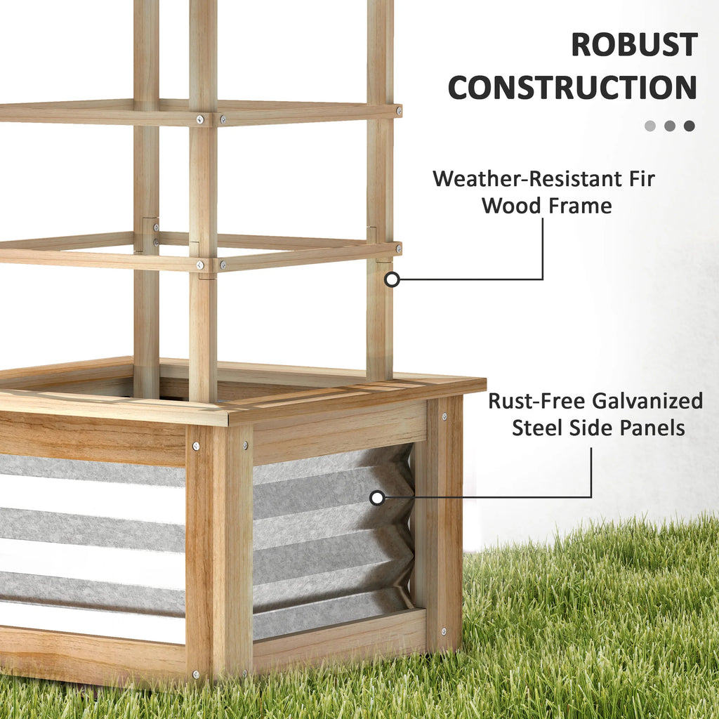 Outsunny Outdoor Planter Box With Trellis For Climbing Plants