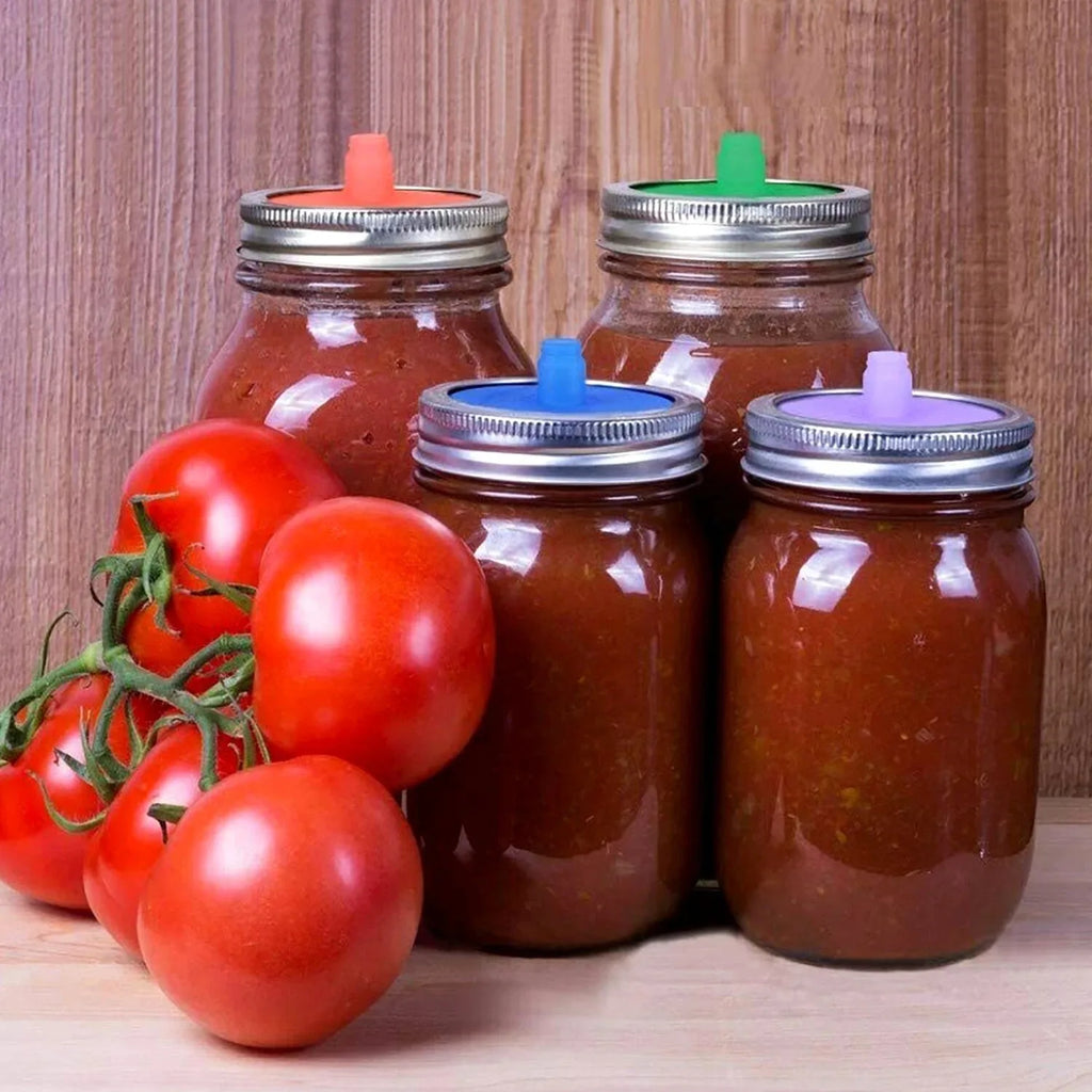 Silicone Fermentation Lids With Waterless Airlock For Mason Jar Pickling