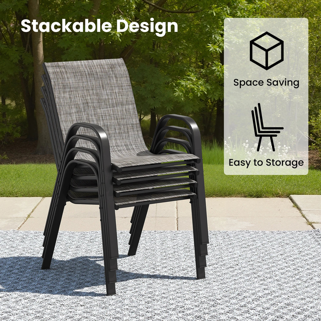 Farini Outdoor Dining Set With Round Table And Six Chairs