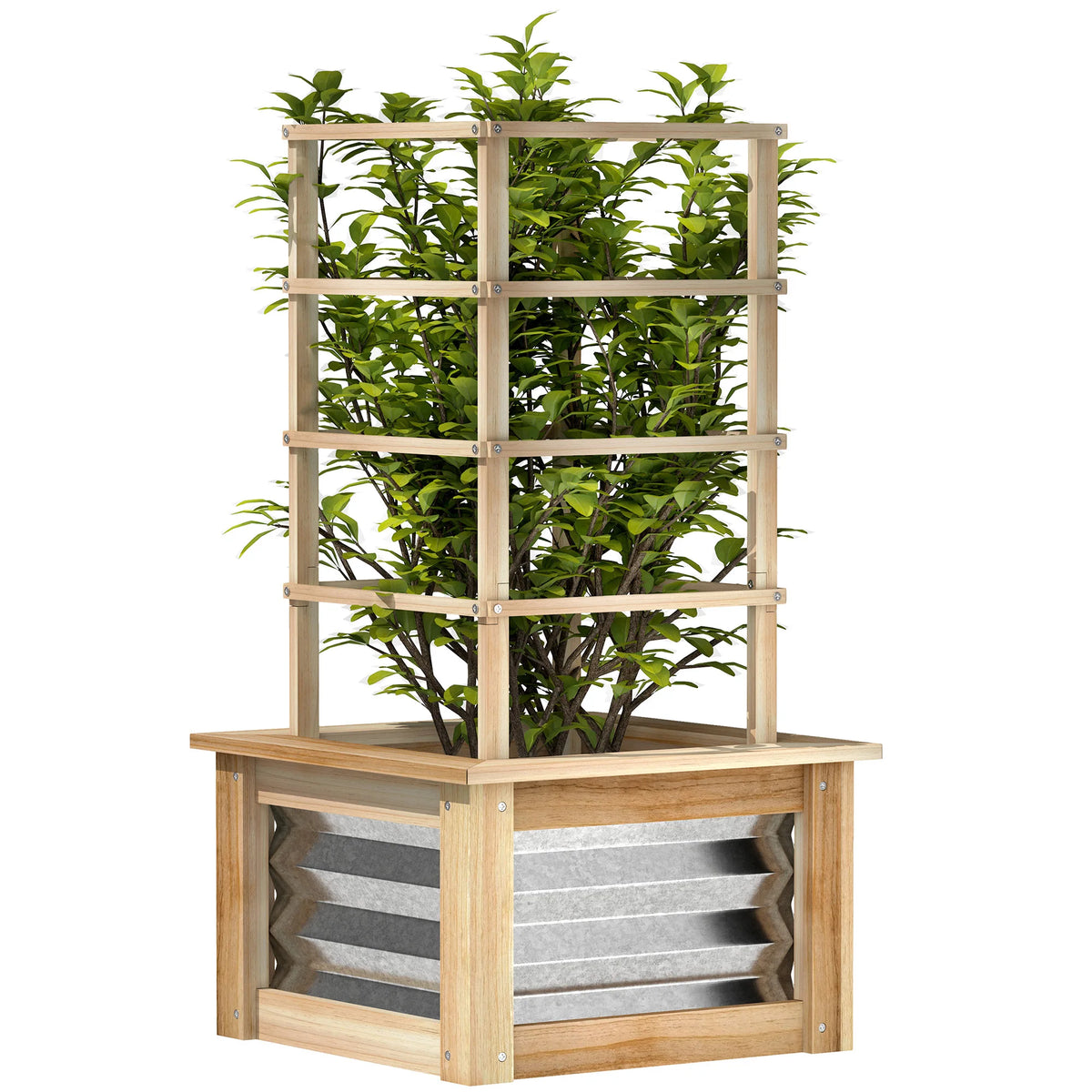 Outsunny Outdoor Planter Box With Trellis For Climbing Plants