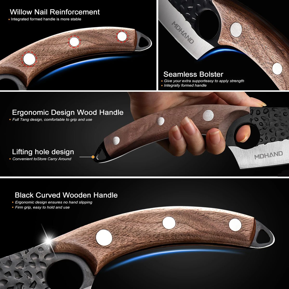 ZENG Hand Forged Stainless Steel Boning Knife for Meat Preparation