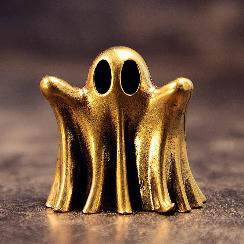 Vintage Brass Halloween Ghost Statue Antique Desktop Ornament