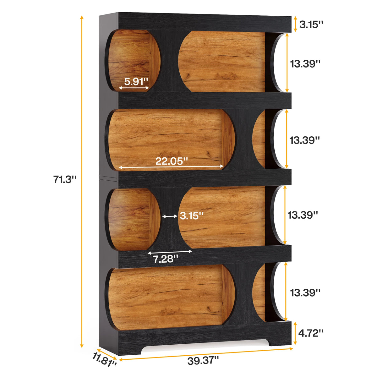 Tribesigns Four Tier S Shaped Bookcase With Decorative Display Shelves