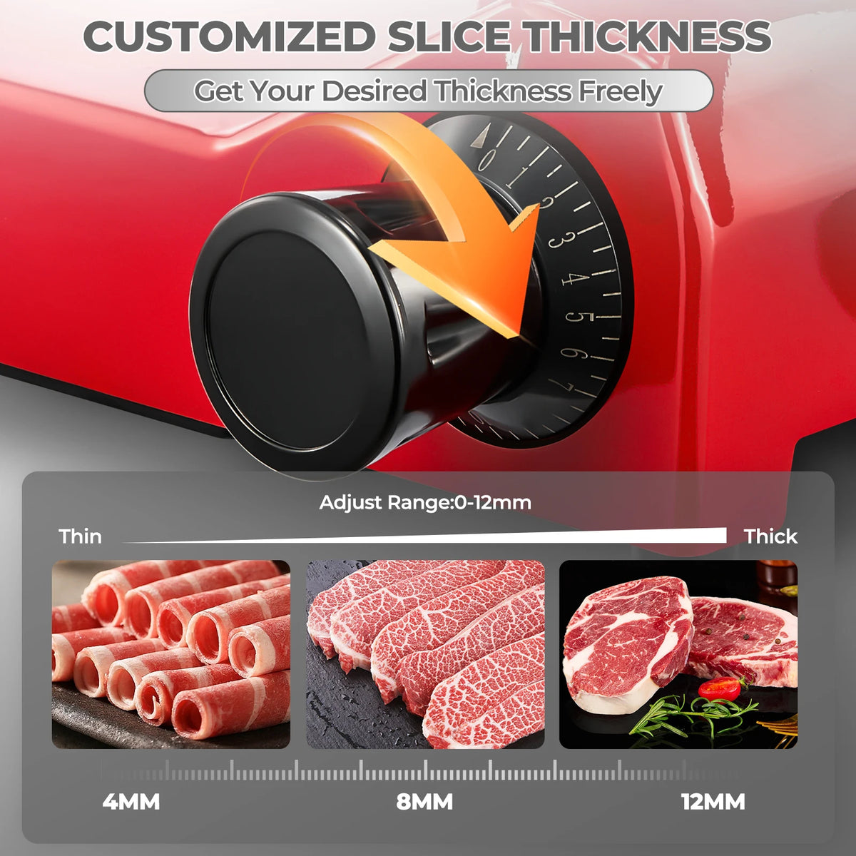 Commercial Electric Meat Slicer With Adjustable Deli Food Cutter