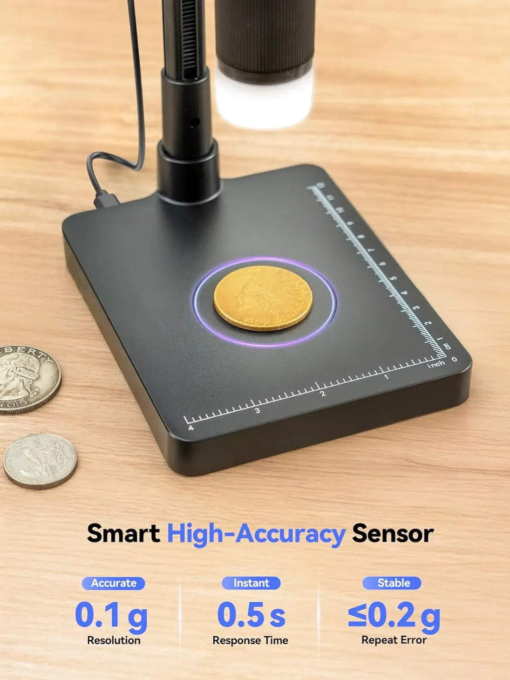 TOMLOV Digital Microscope With Integrated Precision Weighing Scale