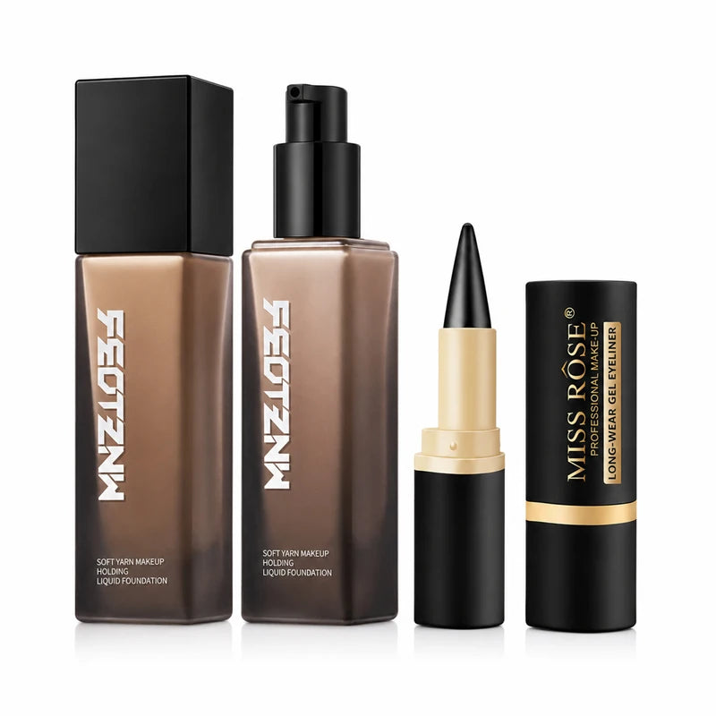 Full Coverage Foundation And Waterproof Gel Eyeliner Makeup Set