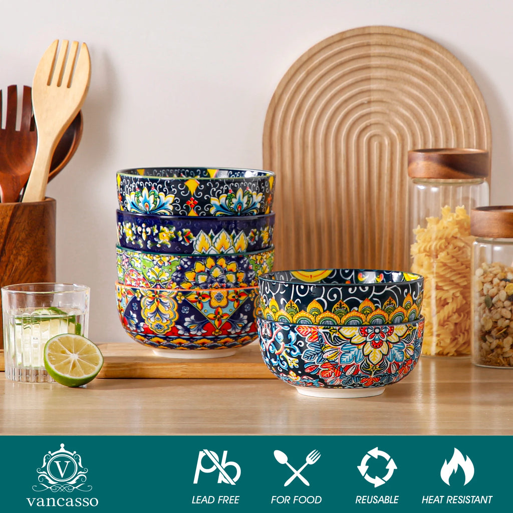Vancasso Bohemian Ceramic Cereal Bowls for Soup Salad and Pasta