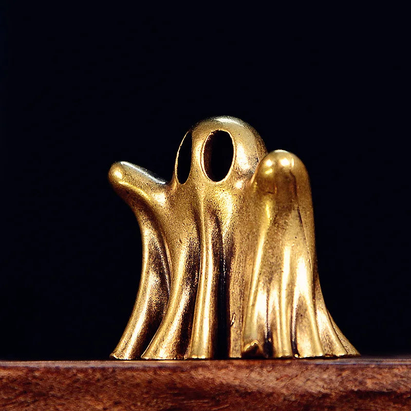 Vintage Brass Halloween Ghost Statue Antique Desktop Ornament