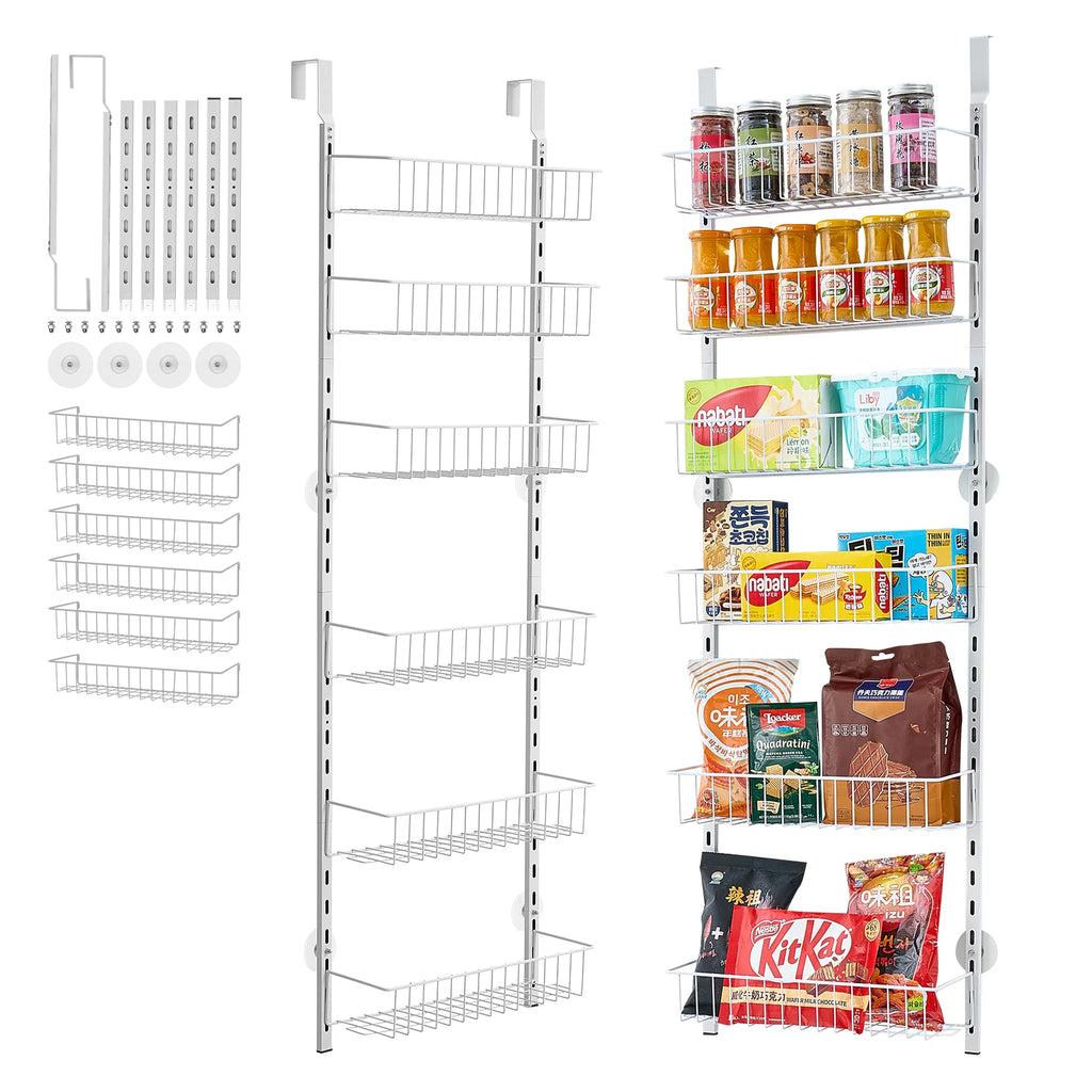 SucceBuy Over The Door Pantry Organizer With Adjustable Spice Shelves