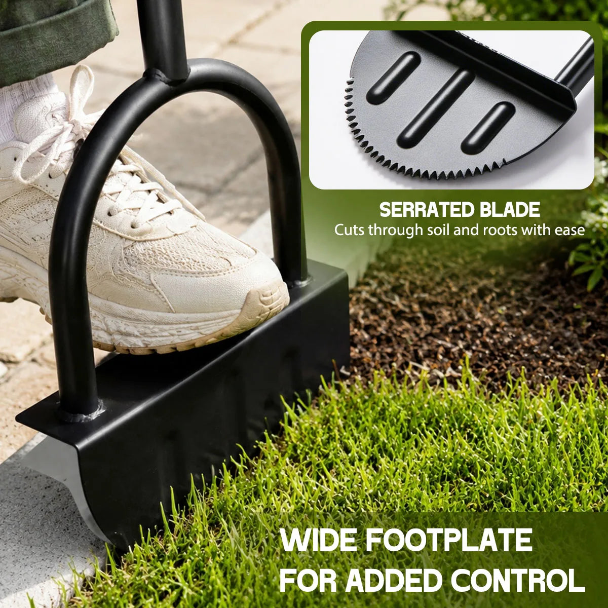 Heavy Duty Serrated Half Moon Lawn Edger With Ergonomic Handle