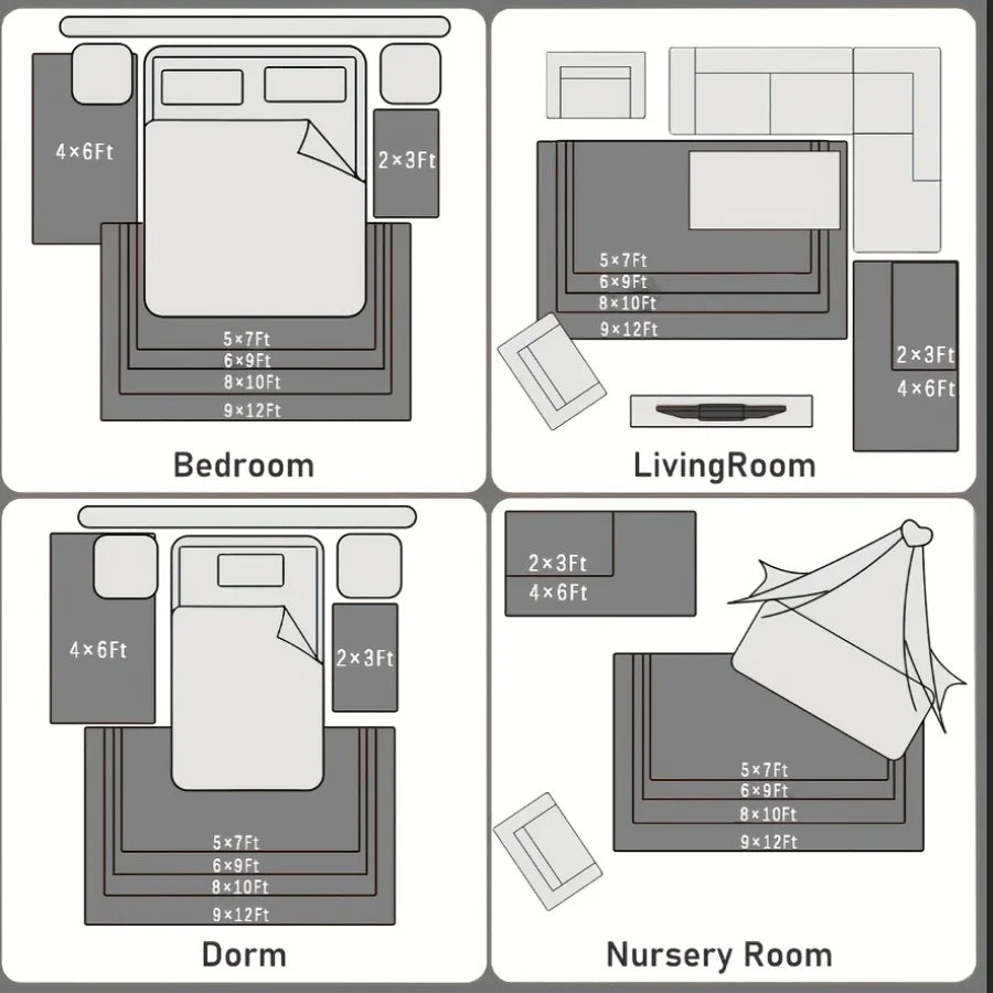 Soft Plush Geometric Rug for Bedroom and Living Room Decor